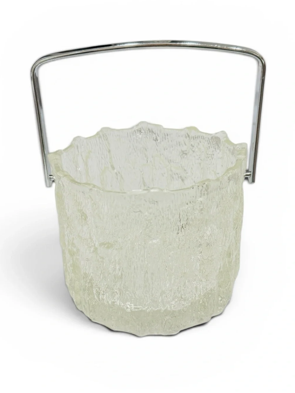 MCM Littala “Seita” Icicle Glass Ice Bucket by Tapio Wirkkala Chrome Handle